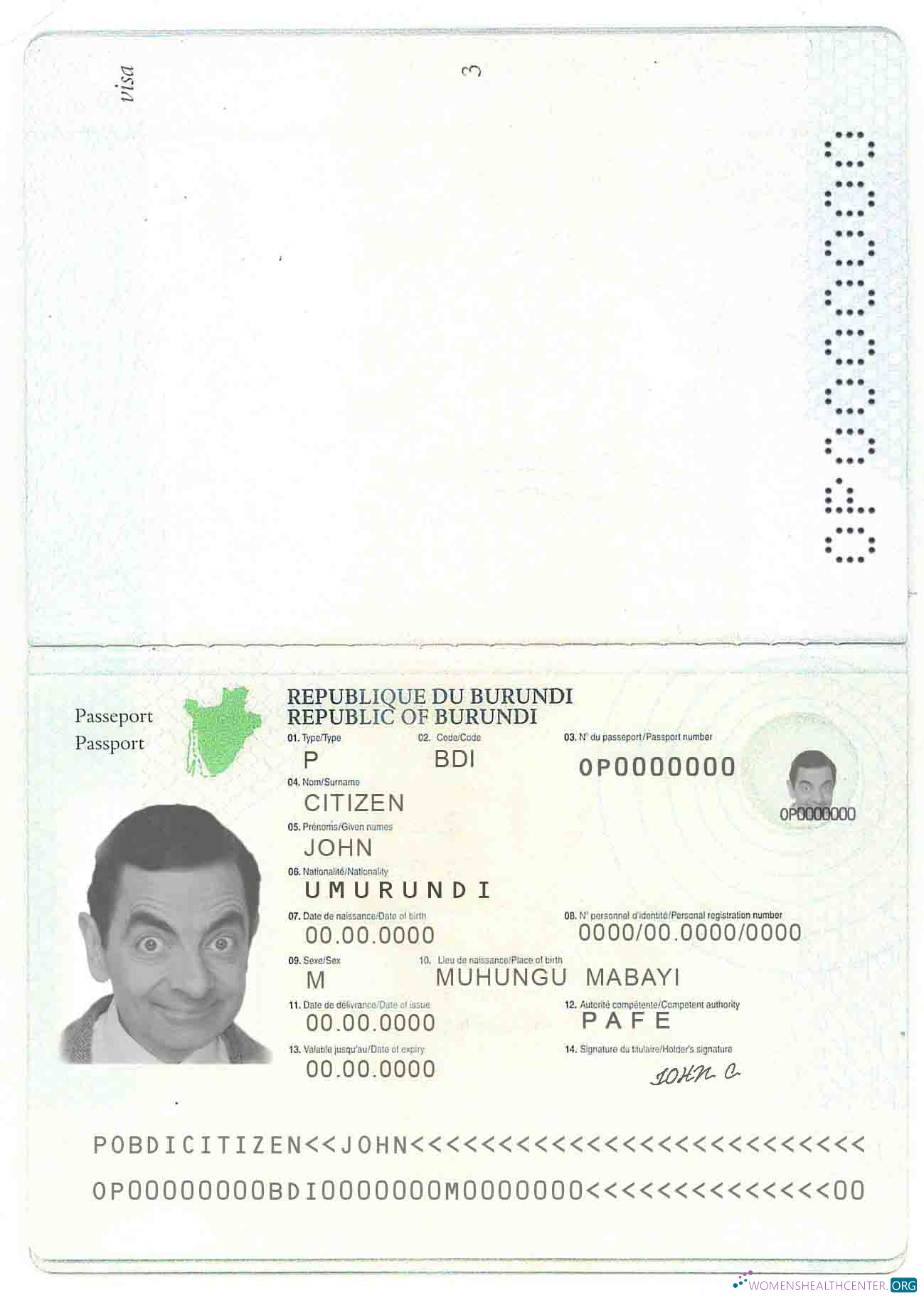 Download Burundi passport (2011 2019) Photoshop template